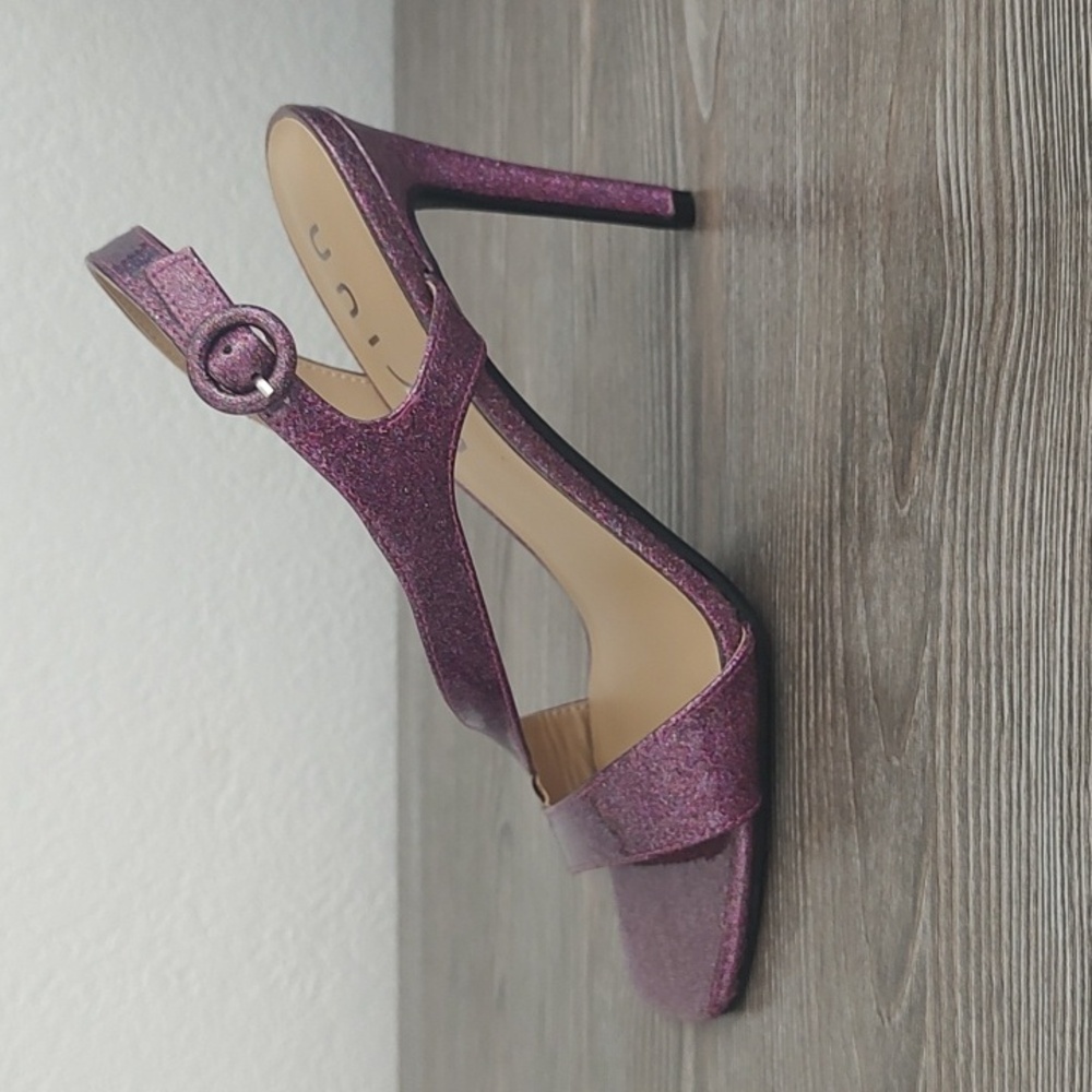 New Unisa ZENNIE Purple Glitter High Heel Strappy Sandals Size 9 D'Orsay Sides - Picture 8 of 11